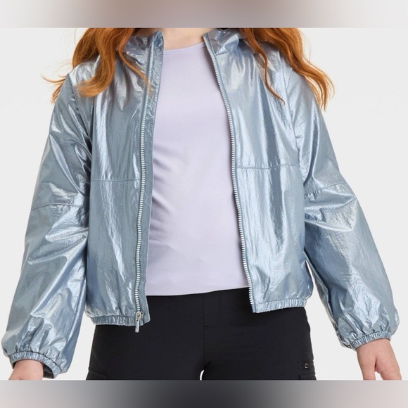 all in motion Other - All In Motion Metallic Blue Holographic Windbreaker Jacket Girls XL 16